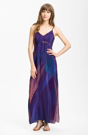 Presley Skye Madison Print Silk Crêpe De Chine Maxi Dress - Lyst