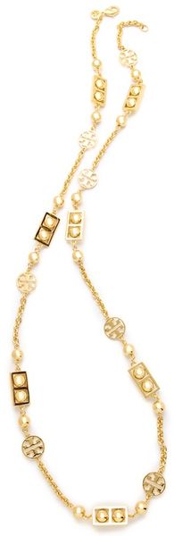 Tory Burch Framed Ball Necklace in Gold - Lyst