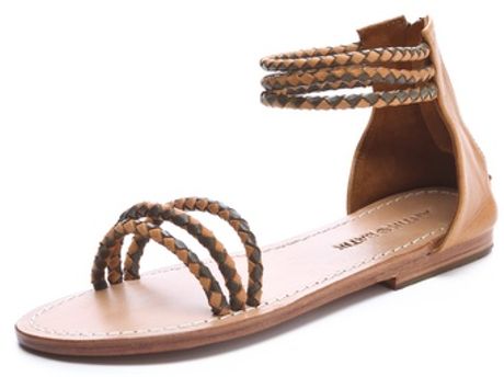 Antik Batik Dafne 3 Band Flat Sandals in Brown - Lyst