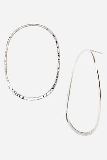 Argento Vivo Hammered Oval Hoop Earrings - Lyst