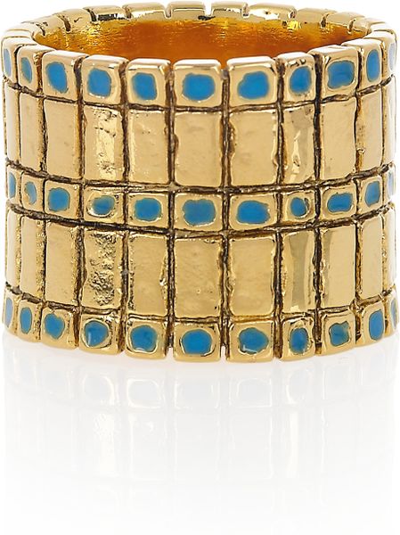 Aurelie Bidermann Mendoza Goldplated Enameled Ring in Gold - Lyst