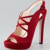 Prada Suede Crisscross Sandal in Red (ruby) - Lyst