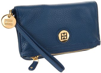  Tommy Hilfiger Fold Over Pebble Leather Wristlet Pouch Travel Kit 