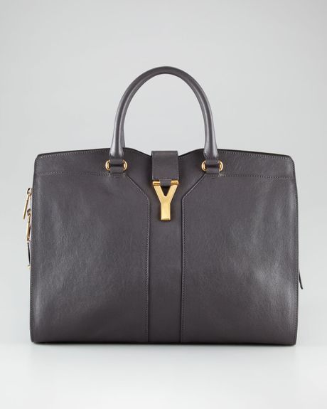 Yves Saint Laurent Cabas Chyc Satchel Large in Gray (lt seppia  grey)) - Lyst