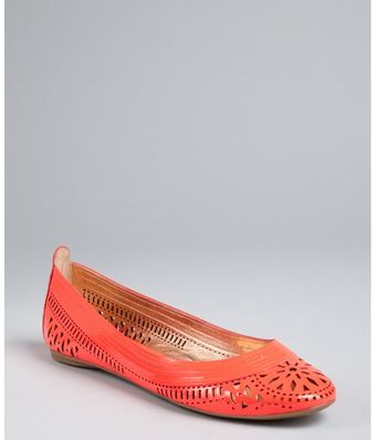  Neon Coral Laser Cut Patent Leather Andromeda Flats 