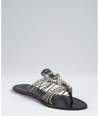  Sugar and Black Leather Camilla Woven Sandals 