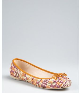  Orange Woven Straw Belle Bow Flats 