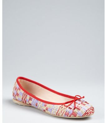  Red Woven Straw Belle Bow Flats 