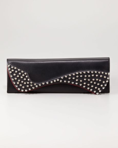 Christian Louboutin Pigalle Spike Clutch in Black (black silver) - Lyst