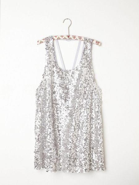 Free People Sequin Cami in Silver - Lyst