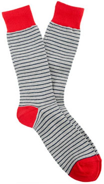 J.crew Tipped Microstripe Socks in Blue for Men (grey navy) - Lyst