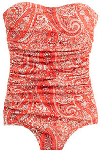 J.Crew Antique Paisley Ruched Bandeau Tank - Lyst