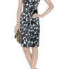 Lela Rose Printed Wool and Silk Blend Dress in Green - Lyst
