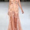 Alexander Mcqueen Ruffled Bead Embellished Chiffon and Lace Gown in Pink - Lyst