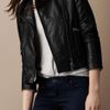 Burberry Brit Washed Leather Biker Jacket in Black - Lyst