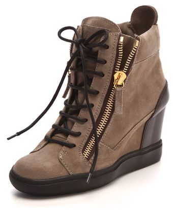 Double Zip Wedge Sneakers 