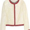 J.crew Sequined Linen Bomber Jacket in Beige (cream) - Lyst