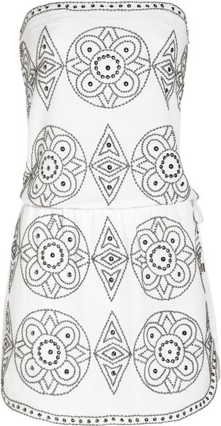 Melissa Odabash Miah Strapless Embellished Gauze Dress - Lyst