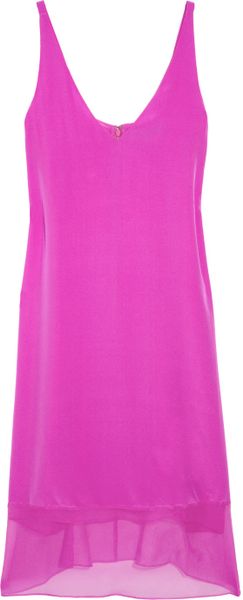 Tibi Silk Crepe And Chiffon Dress in White (magenta) - Lyst