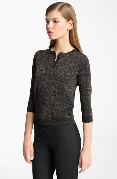 Jil Sander Metallic Knit Sweater in Black (black lurex) - Lyst