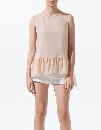 Zara Pointed Top with Appliqués On The Collar - Lyst