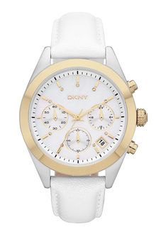 DKNY Street Smart Medium Metallic Leather Strap Watch - Lyst