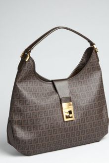 Fendi Dark Brown Zucchino Spalmati Forever Hobo Bag - Lyst