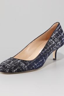 Oscar de la Renta Flannel Plaid Kitten Heel Pumps - Lyst