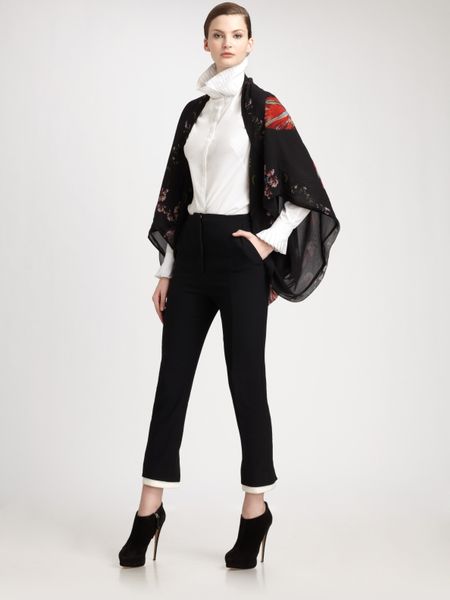 Alexander Mcqueen Cuffed Crepe Trousers in Black - Lyst