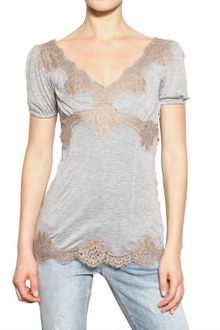 Dolce & Gabbana Lace Inserts Cotton Jersey Top - Lyst