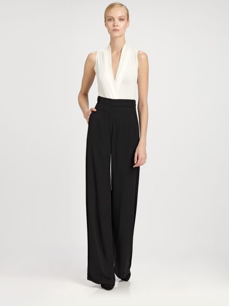 Donna Karan New York Sleeveless Chiffonedge Bodysuit in White (black) - Lyst