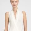 Donna Karan New York Sleeveless Chiffonedge Bodysuit in White (black) - Lyst