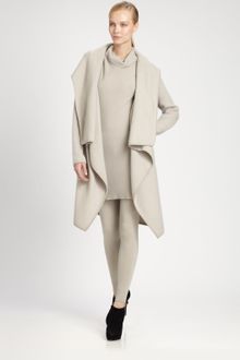 Donna Karan New York Hooded Drapedfront Cashmere Coat - Lyst