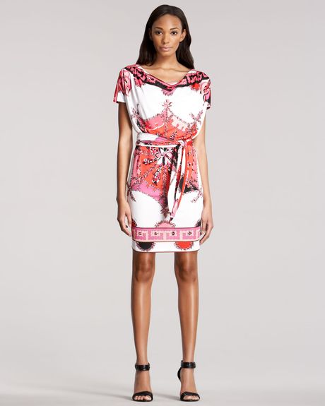 Emilio Pucci Printed Shortsleeve Dress in Multicolor (white multi) - Lyst