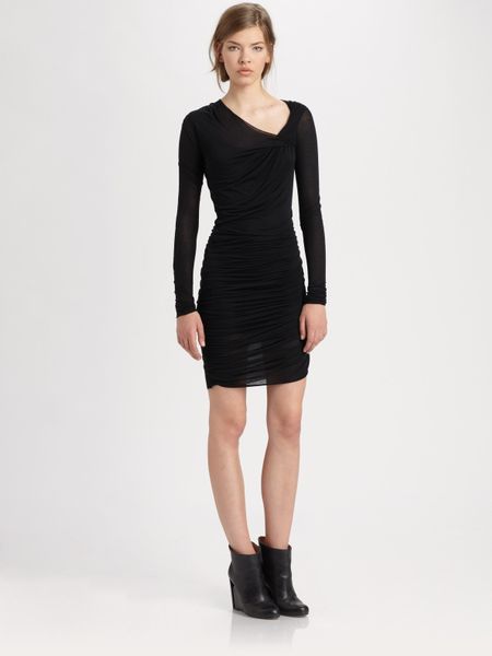 Helmut Lang Slack Ruched Jersey Dress in Black - Lyst