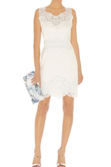 Karen Millen Cotton Lace Panel Dress - Lyst
