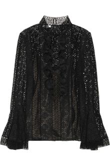 Oscar de la Renta Ruffled Lace Top - Lyst