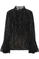 Oscar de la Renta Ruffled Lace Top