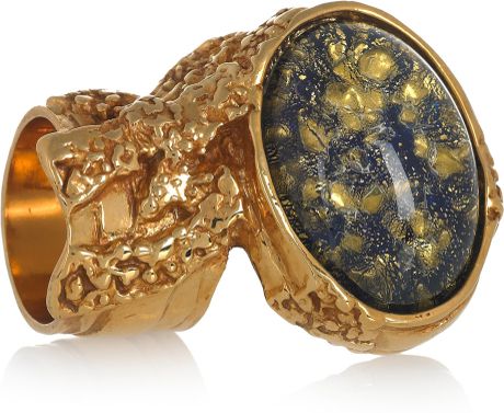 Yves Saint Laurent Arty Goldplated Glass Ring in Gold - Lyst