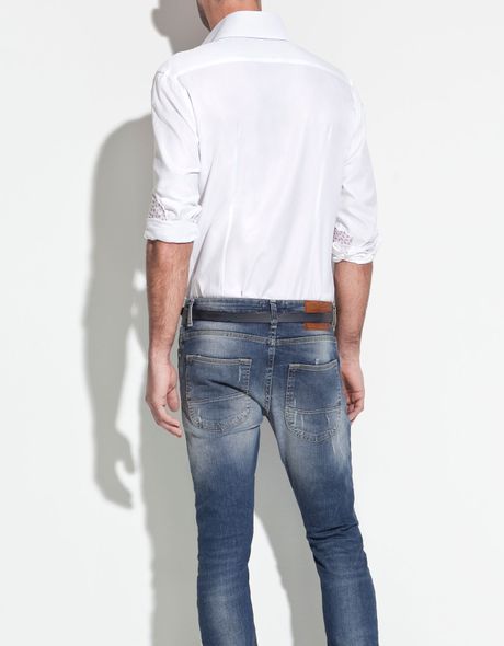 Zara Structured Shirt with Contrasting Colours in White for Men | Lyst