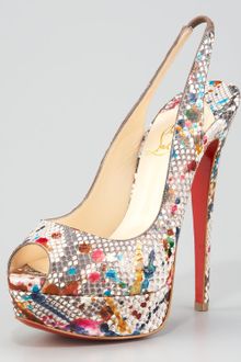 Christian Louboutin Lady Peep Painted Python Slingback - Lyst