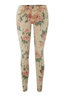 Current/Elliott Mid Rise Skinny Stiletto Bold Rose Print Jean - Lyst