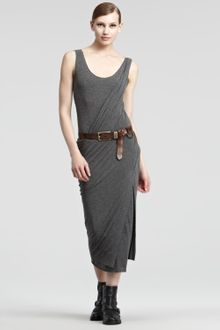 Donna Karan New York Sleeveless Melange Jersey Draped Dress - Lyst