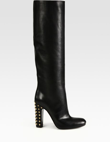 Gucci Jacquelyne Studded Leather Boots in Black - Lyst