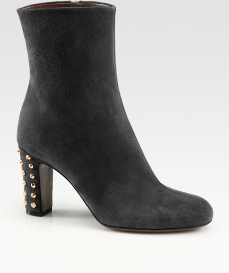 Gucci Jacquelyne Studded Suede Ankle Boots in Black - Lyst