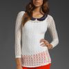 Smythe Crochet Peter Pan Top  in White (white & navy) - Lyst