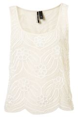Topshop Embellished Flower Crop Top