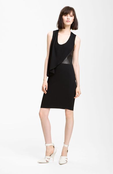 Alexander Wang Leather Detail Dress in Black - Lyst