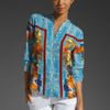 Bcbgmaxazria Printed Blouse in Pumice Combo in Blue (pumiec combo) - Lyst