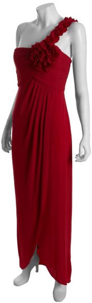 BCBGMAXAZRIA Rio Red Jersey Elysa Pleated Oneshoulder Gown - Lyst